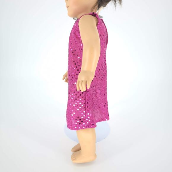 No Brand Hot Pink Sequin Mid Calf Doll Dress for 18 inch Dolls - Good Condition - Picture 3 of 8